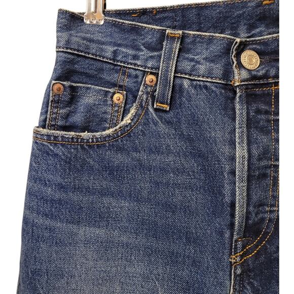 Levis Women 501 90s Selvedge Button Fly Straight Leg Blue Denim Jeans 24 X 30 - Picture 7 of 16
